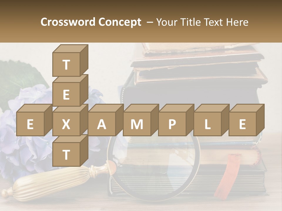 A Magnifying Glass Sitting On Top Of A Pile Of Books PowerPoint Template