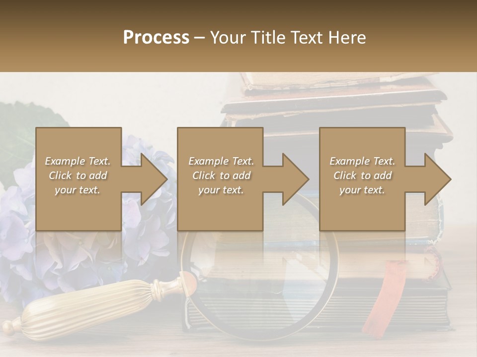 A Magnifying Glass Sitting On Top Of A Pile Of Books PowerPoint Template
