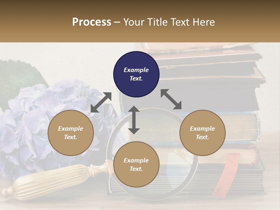A Magnifying Glass Sitting On Top Of A Pile Of Books PowerPoint Template