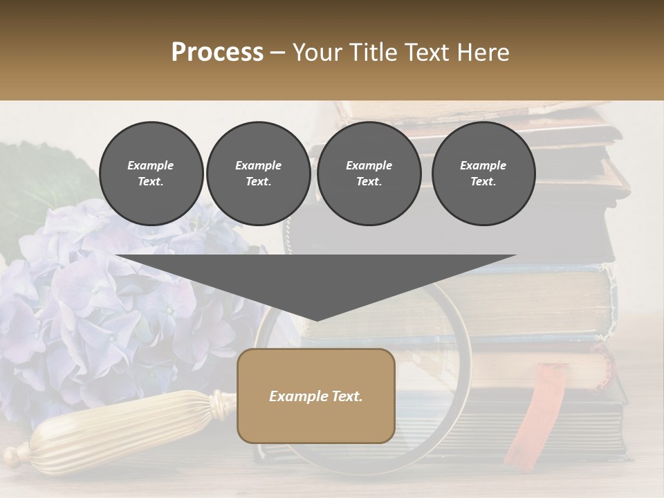 A Magnifying Glass Sitting On Top Of A Pile Of Books PowerPoint Template