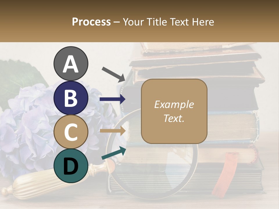 A Magnifying Glass Sitting On Top Of A Pile Of Books PowerPoint Template