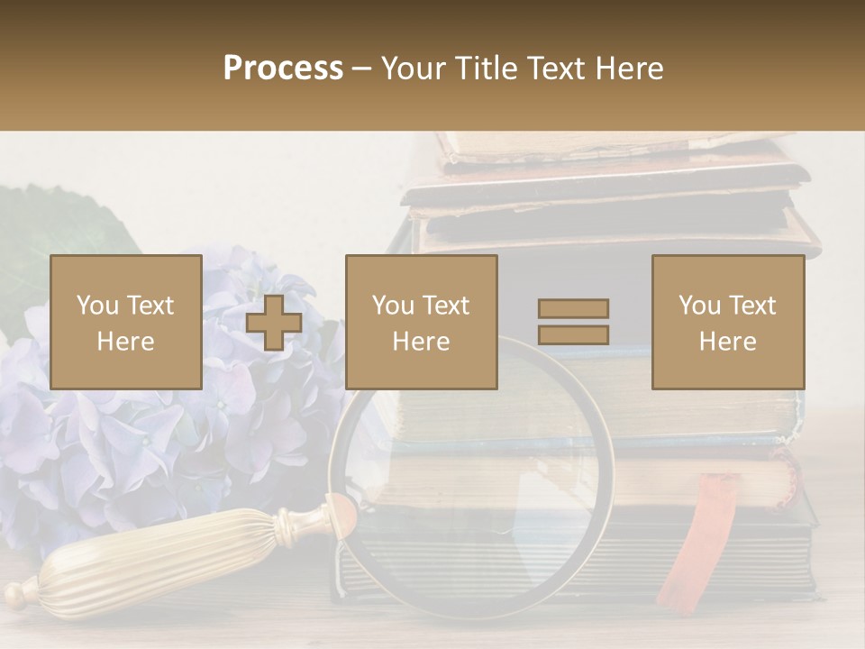 A Magnifying Glass Sitting On Top Of A Pile Of Books PowerPoint Template