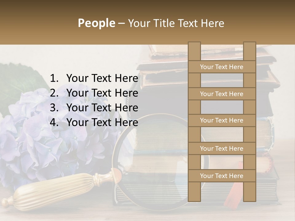 A Magnifying Glass Sitting On Top Of A Pile Of Books PowerPoint Template