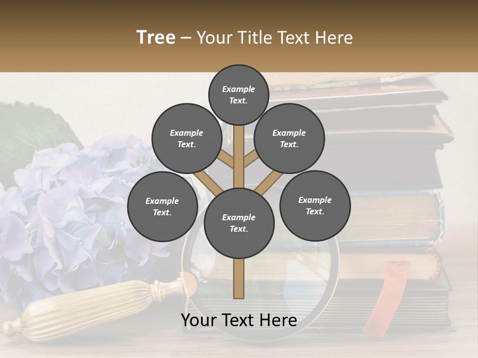 A Magnifying Glass Sitting On Top Of A Pile Of Books PowerPoint Template
