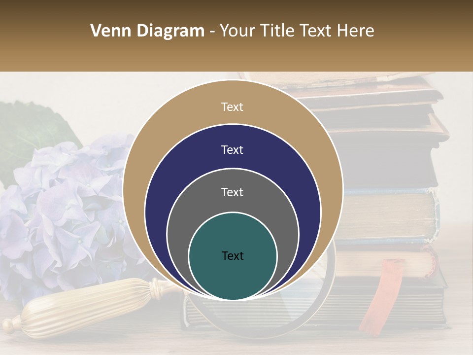 A Magnifying Glass Sitting On Top Of A Pile Of Books PowerPoint Template