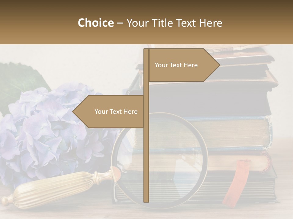 A Magnifying Glass Sitting On Top Of A Pile Of Books PowerPoint Template