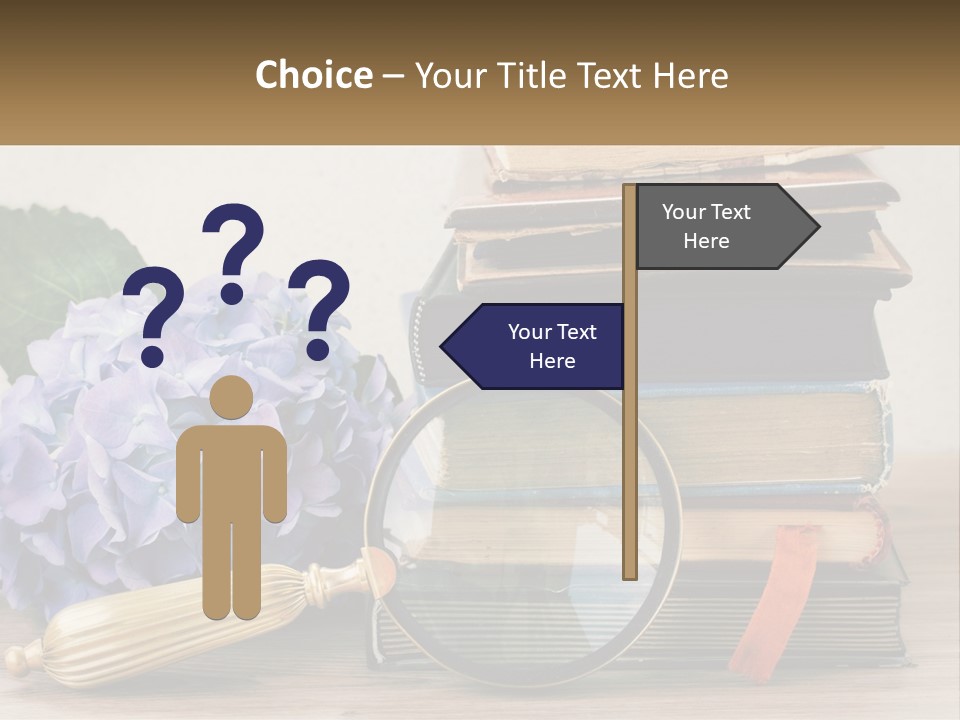 A Magnifying Glass Sitting On Top Of A Pile Of Books PowerPoint Template