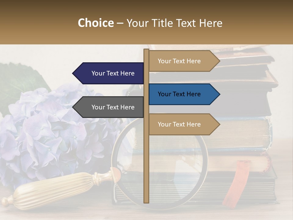 A Magnifying Glass Sitting On Top Of A Pile Of Books PowerPoint Template