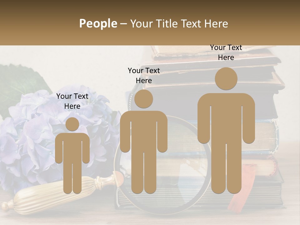 A Magnifying Glass Sitting On Top Of A Pile Of Books PowerPoint Template