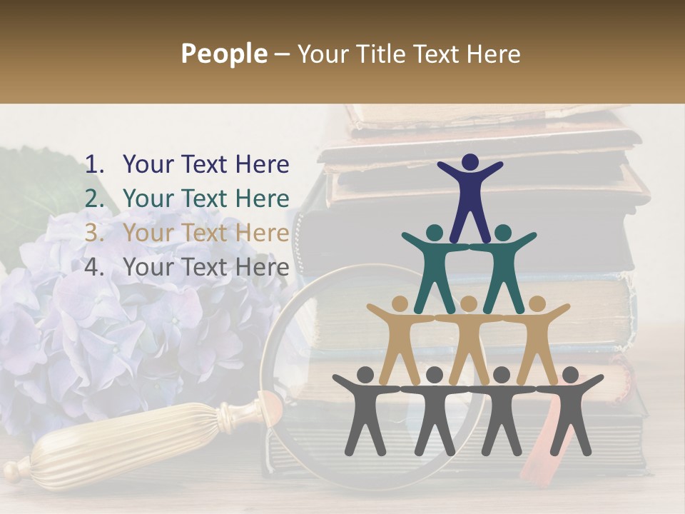 A Magnifying Glass Sitting On Top Of A Pile Of Books PowerPoint Template