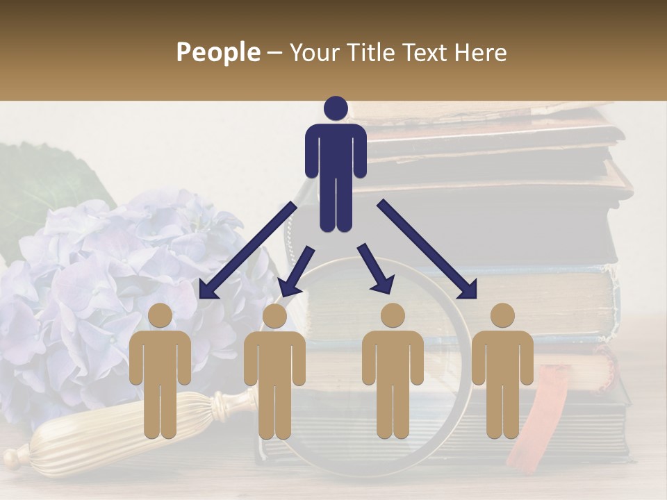 A Magnifying Glass Sitting On Top Of A Pile Of Books PowerPoint Template