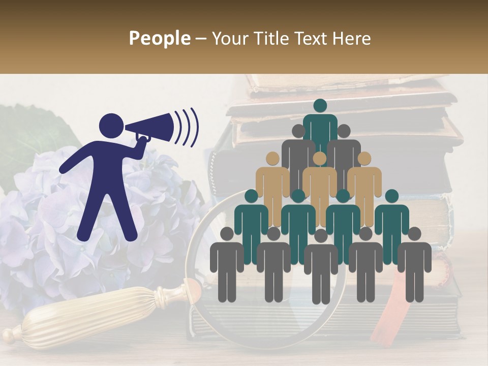 A Magnifying Glass Sitting On Top Of A Pile Of Books PowerPoint Template