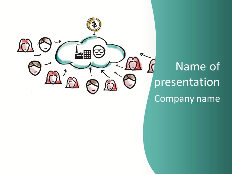 A Group Of People Connected To A Cloud PowerPoint Template