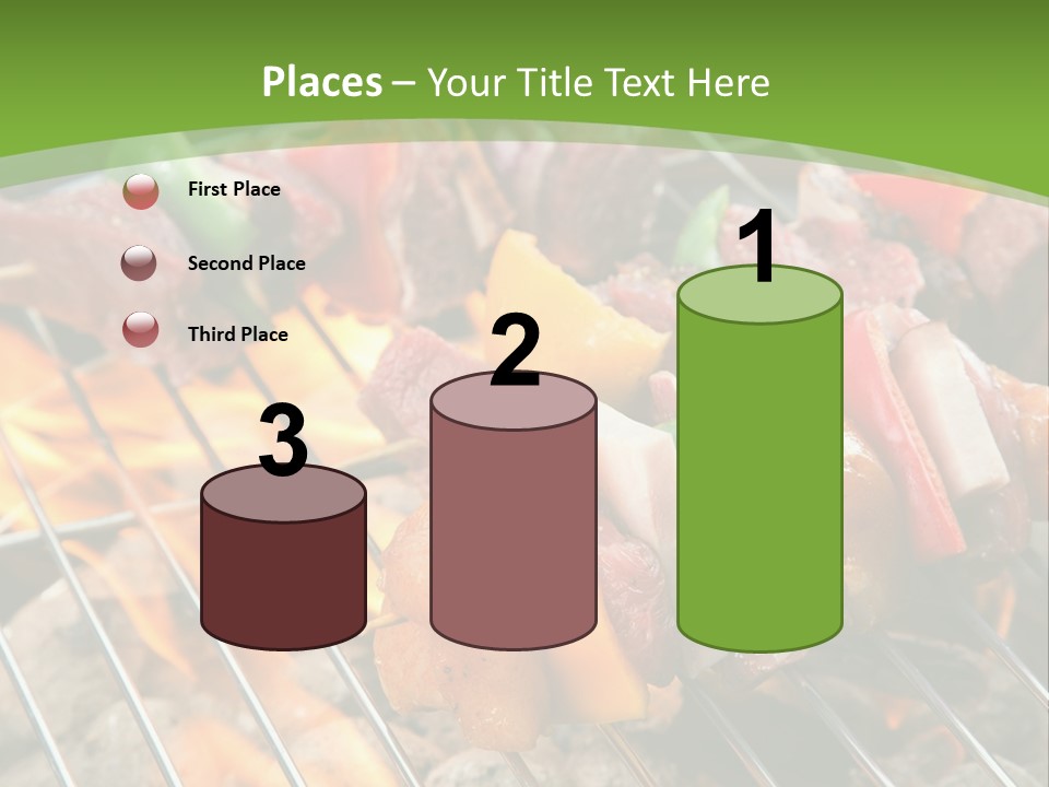 A Bbq Grill With Meat And Vegetables On It PowerPoint Template
