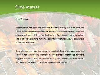 A Bbq Grill With Meat And Vegetables On It PowerPoint Template