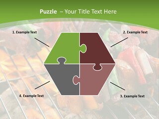 A Bbq Grill With Meat And Vegetables On It PowerPoint Template