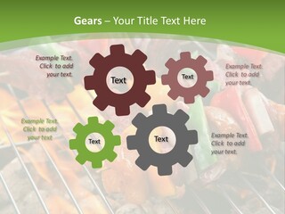A Bbq Grill With Meat And Vegetables On It PowerPoint Template