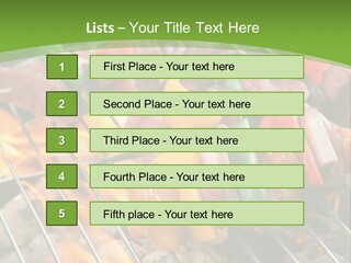 A Bbq Grill With Meat And Vegetables On It PowerPoint Template