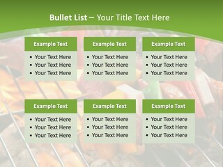A Bbq Grill With Meat And Vegetables On It PowerPoint Template