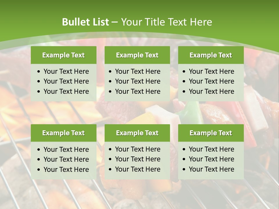 A Bbq Grill With Meat And Vegetables On It PowerPoint Template