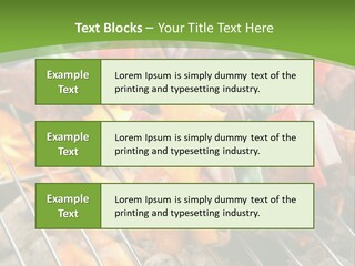 A Bbq Grill With Meat And Vegetables On It PowerPoint Template