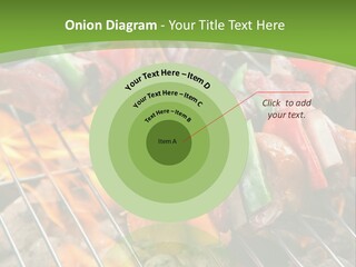 A Bbq Grill With Meat And Vegetables On It PowerPoint Template