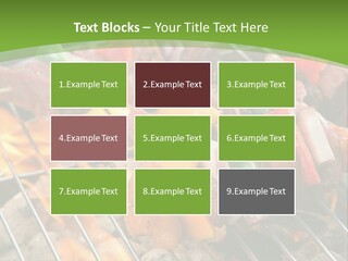 A Bbq Grill With Meat And Vegetables On It PowerPoint Template