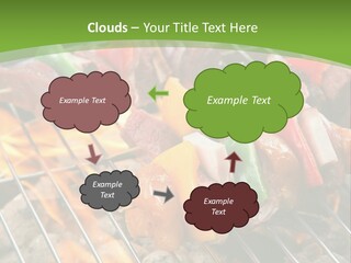 A Bbq Grill With Meat And Vegetables On It PowerPoint Template