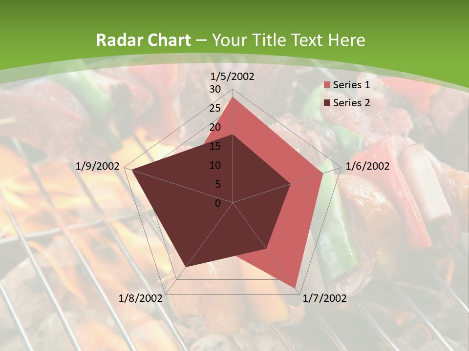 A Bbq Grill With Meat And Vegetables On It PowerPoint Template