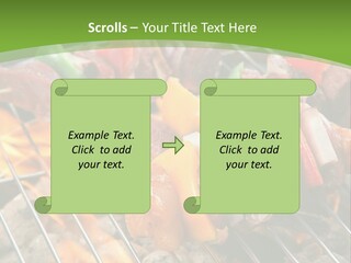 A Bbq Grill With Meat And Vegetables On It PowerPoint Template