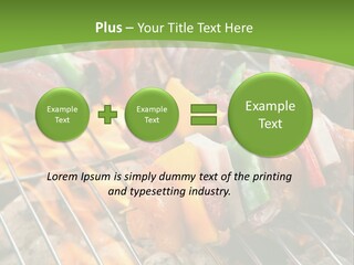 A Bbq Grill With Meat And Vegetables On It PowerPoint Template