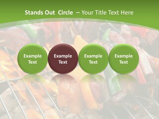 A Bbq Grill With Meat And Vegetables On It PowerPoint Template