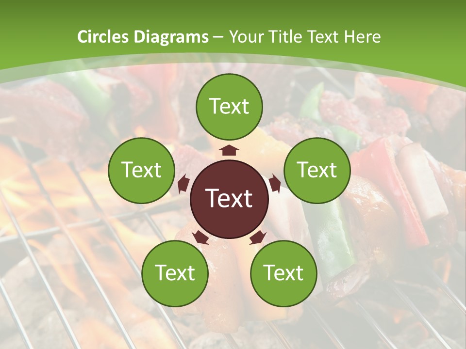 A Bbq Grill With Meat And Vegetables On It PowerPoint Template