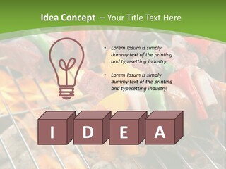 A Bbq Grill With Meat And Vegetables On It PowerPoint Template