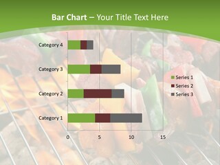 A Bbq Grill With Meat And Vegetables On It PowerPoint Template