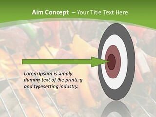 A Bbq Grill With Meat And Vegetables On It PowerPoint Template