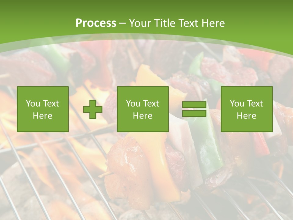 A Bbq Grill With Meat And Vegetables On It PowerPoint Template