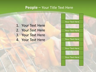A Bbq Grill With Meat And Vegetables On It PowerPoint Template