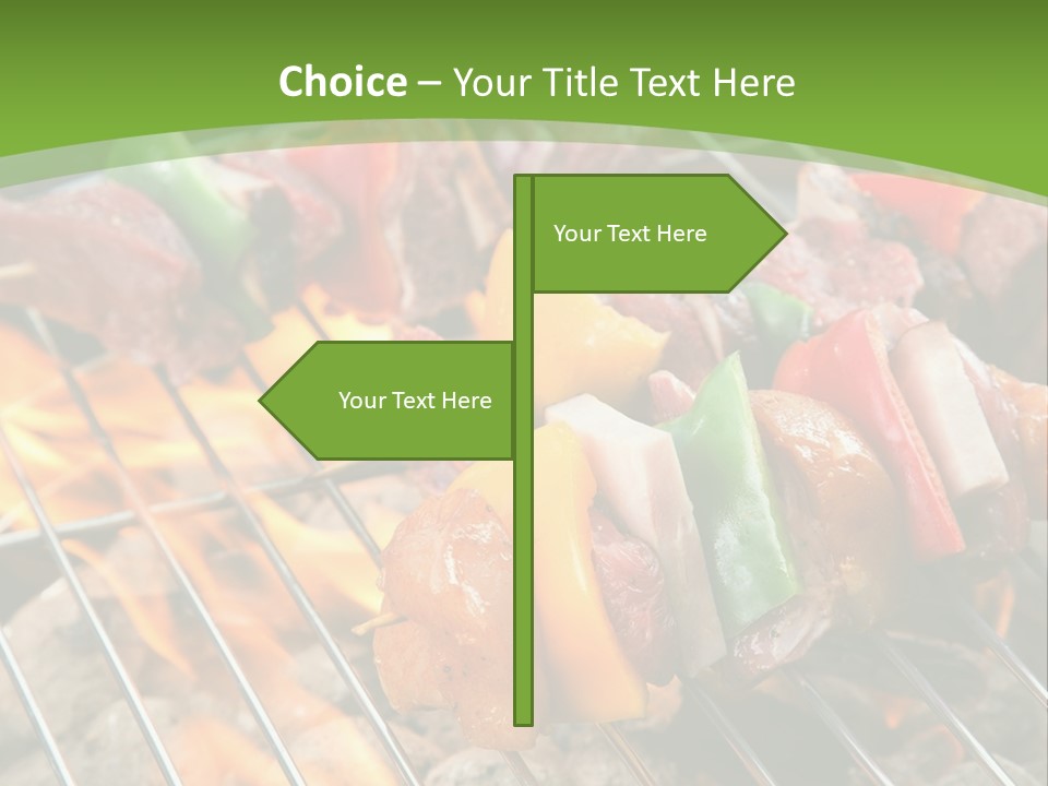 A Bbq Grill With Meat And Vegetables On It PowerPoint Template