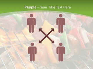 A Bbq Grill With Meat And Vegetables On It PowerPoint Template