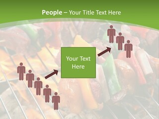 A Bbq Grill With Meat And Vegetables On It PowerPoint Template