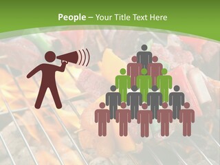 A Bbq Grill With Meat And Vegetables On It PowerPoint Template