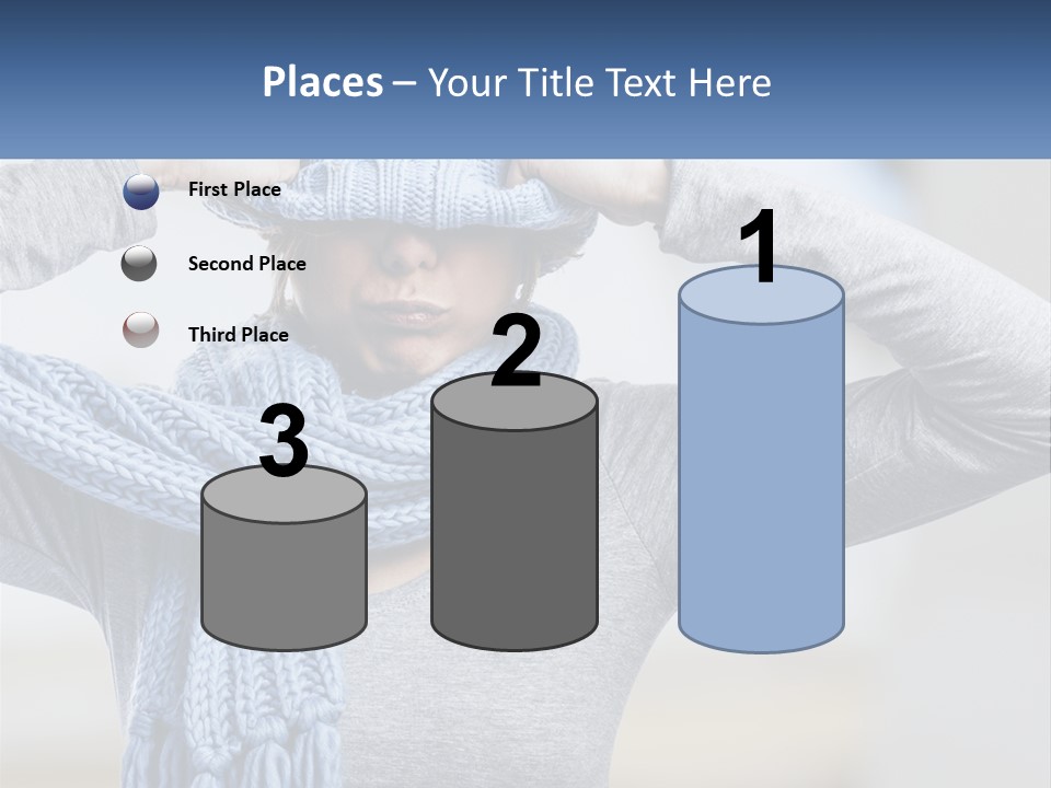 A Woman Wearing A Blue Hat And Scarf PowerPoint Template