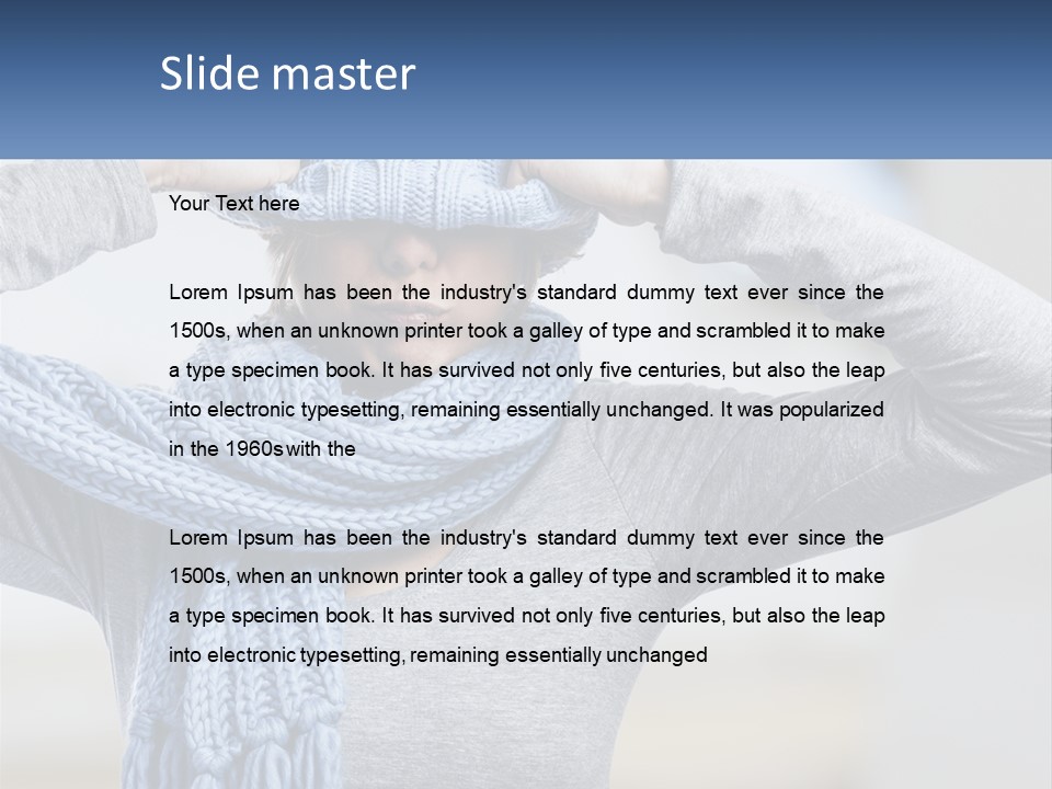 A Woman Wearing A Blue Hat And Scarf PowerPoint Template