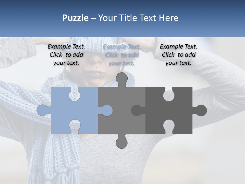 A Woman Wearing A Blue Hat And Scarf PowerPoint Template