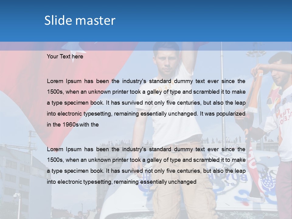 A Man Holding A Flag Standing On Top Of A Car PowerPoint Template