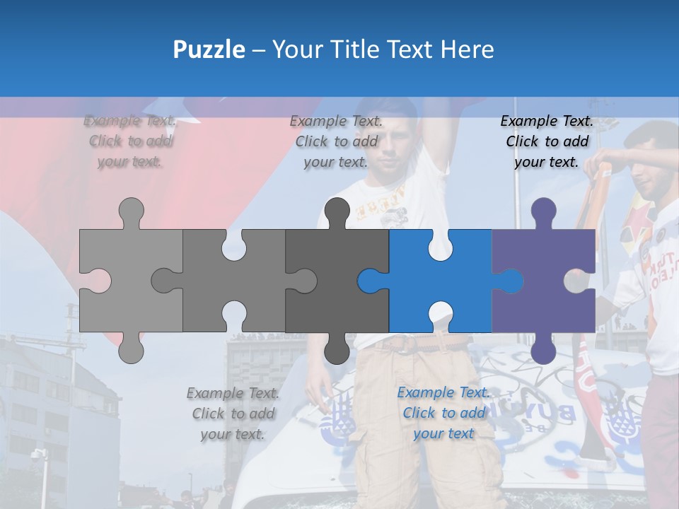 A Man Holding A Flag Standing On Top Of A Car PowerPoint Template