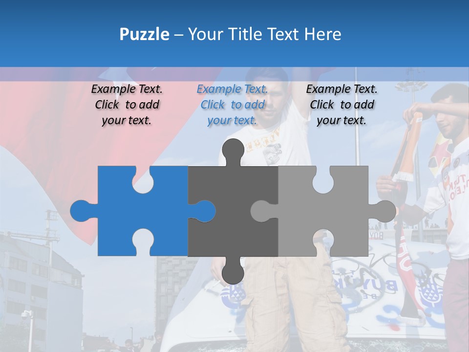 A Man Holding A Flag Standing On Top Of A Car PowerPoint Template