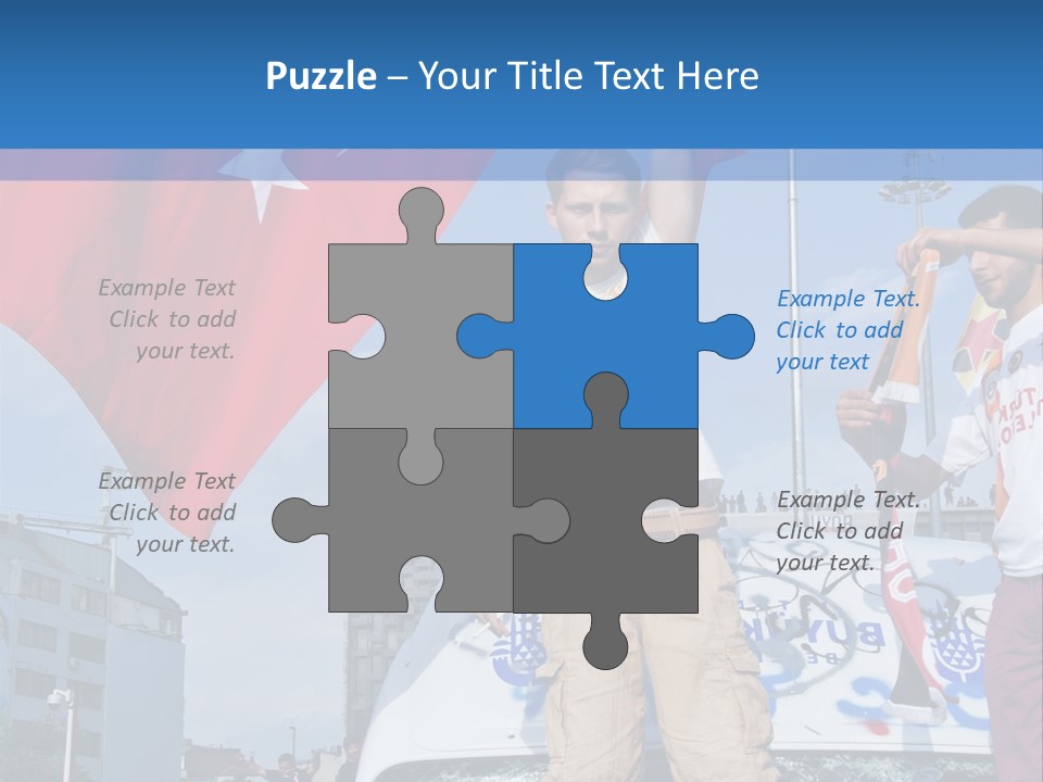 A Man Holding A Flag Standing On Top Of A Car PowerPoint Template