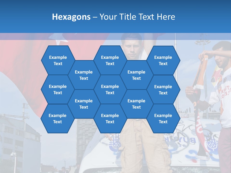 A Man Holding A Flag Standing On Top Of A Car PowerPoint Template